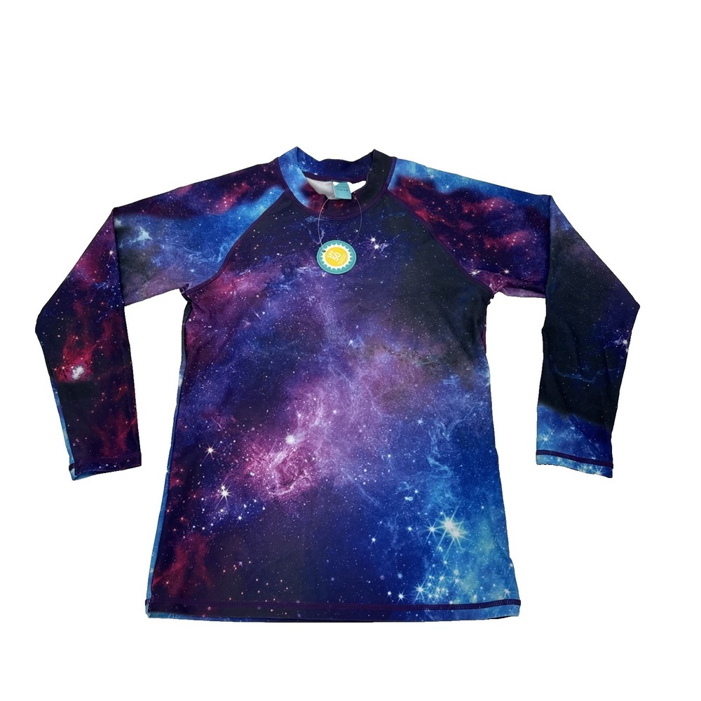 Girls size 13/14 long sleeve Rash Guard Kids, purple ,NWT ,SPF 50, celestial